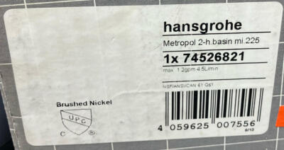 Hansgrohe 74526821  Metropol 1.2 (GPM) Wall Mounted Bathroom Faucet*READ*