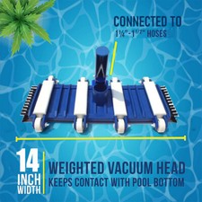 Swimming Pool Weighted Vacuum Head w/ Side Brushes for Above Ground In Ground