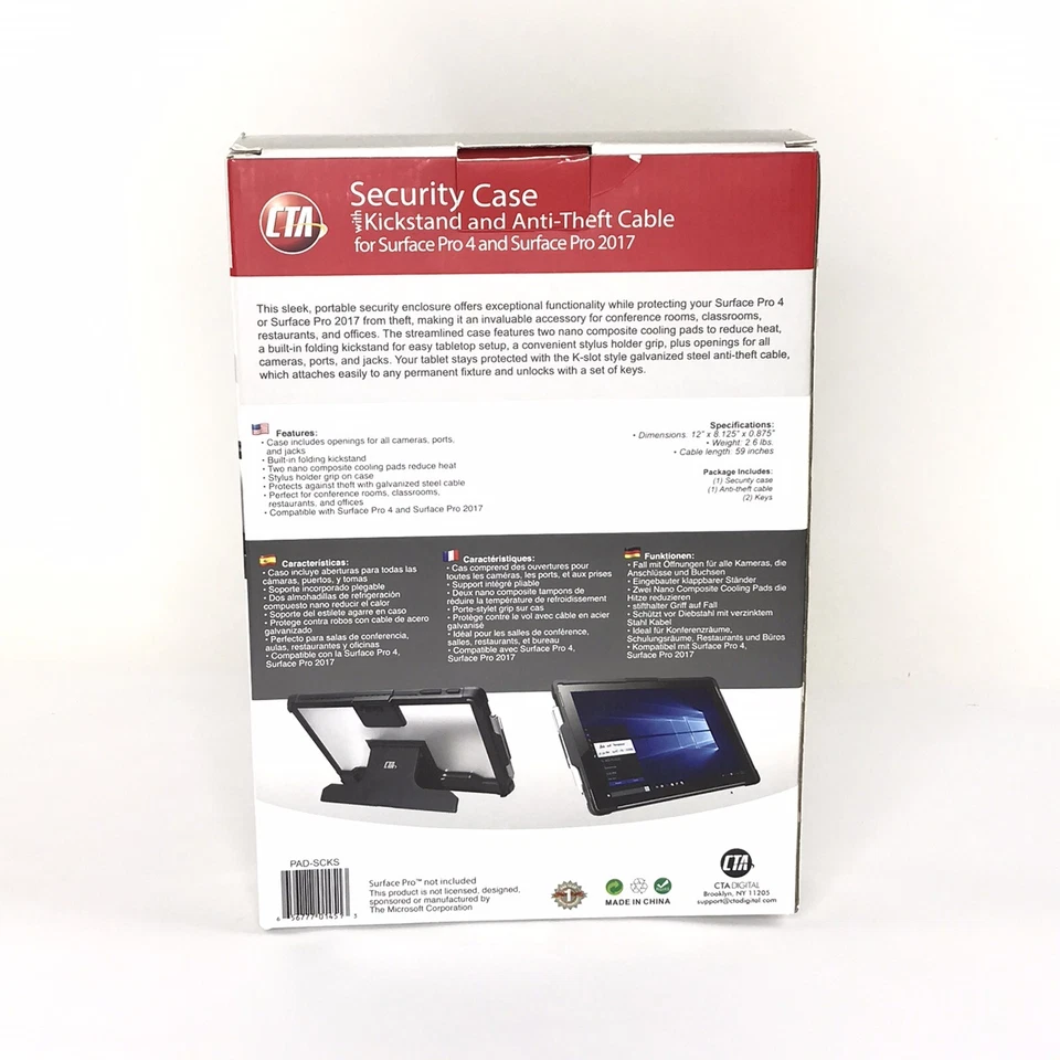 CTA Digital Security Case with Kickstand and Anti-Theft Cable for Surface Pro 4 - Image 2 of 4