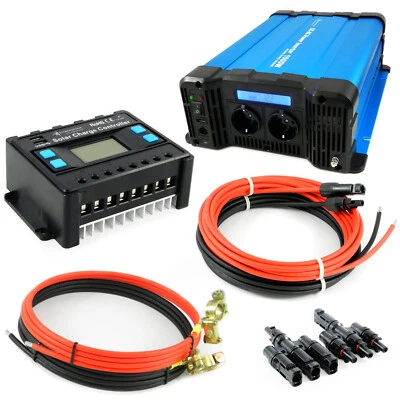 Solaire Kit 1500 Watt Convertisseur FS1500D 30A Régulateur de Charge Câble Fiche - Photo 1/4