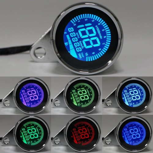 12V Universal Motorcycle Meter LCD Digital Speedometer Tachometer Odometer Gauge - Picture 7 of 8