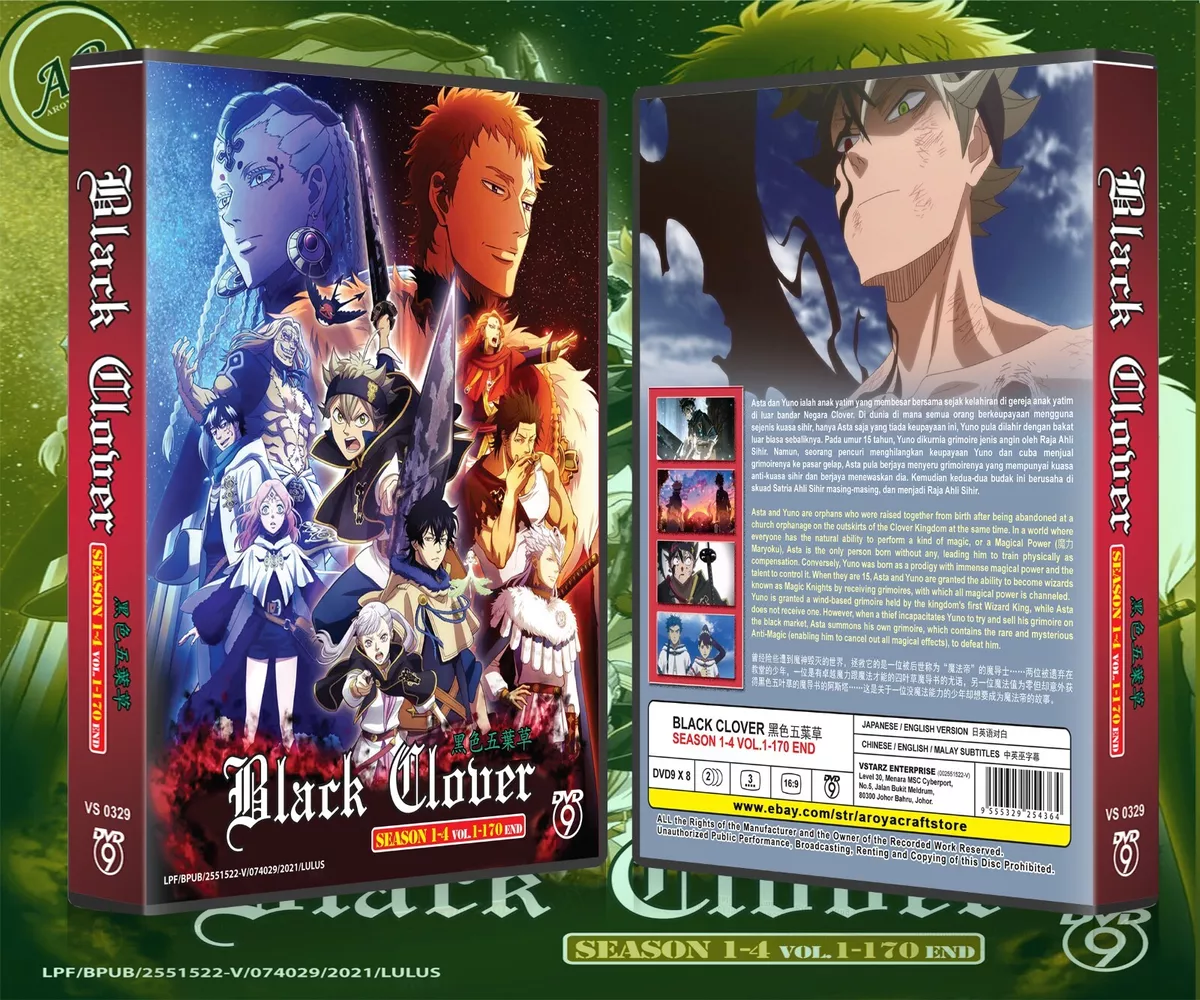 Black Clover Complete Anime Season 1 - 4 DVD Box 70 Episodes English Dubbed