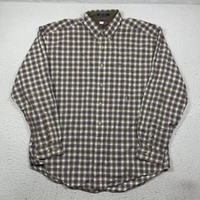 Vintage Tommy Hilfiger Shirt Mens XL Multicolor Plaid Long Sleeve Crest Logo