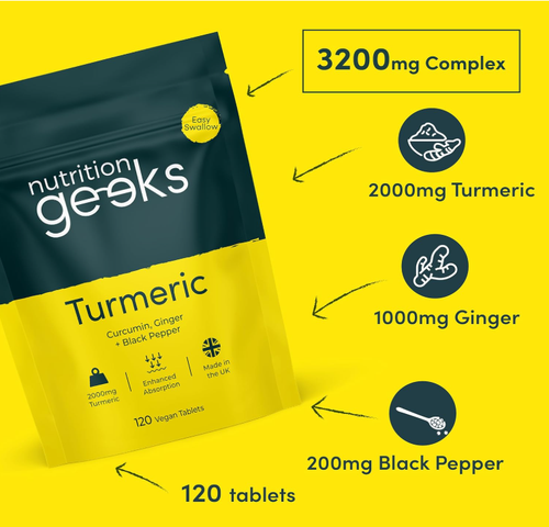 Nutrition Geeks Turmeric Tablets 2000mg with Black Pepper & Ginger, Gluten Free - Picture 5 of 7