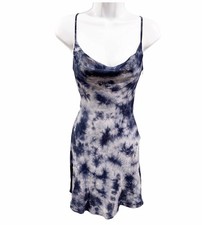 Realisation Par Montague Slip Mini Dress Tripping Blue Tie Dye Silk size XXS