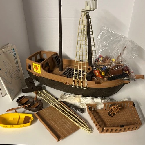 Vintage Playmobil #0104 Super Deluxe Pirate Ship w/ Accessories Incomplete