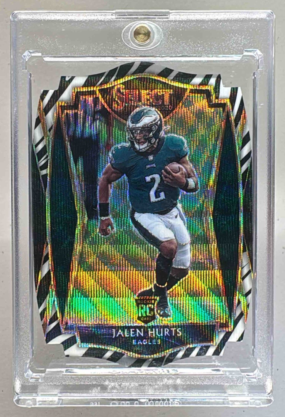 Jalen Hurts 2020 Panini Select #150 Zebra Prizm Die Cut Rookie RC