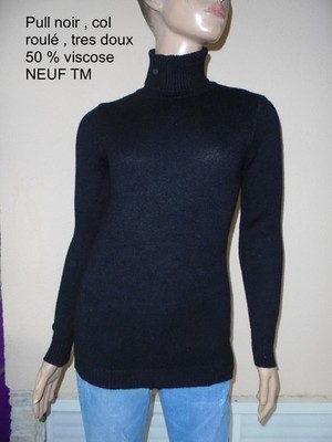 PULLOVER ROLLKRAGEN SCHWARZ SEHR WEICH 50% VISKOSE NEU TM