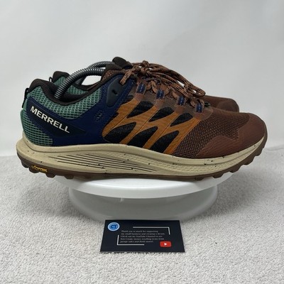 Merrell Nova 3 Nutshell Papaya Shoes Men s Size 9.5 Orange Green Hiking Sneakers