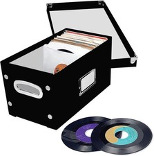 Vinyl Record Storage Box - 7"/45 RPM - 2 Pack- Crate Holds up to 75 Vinyl Albums