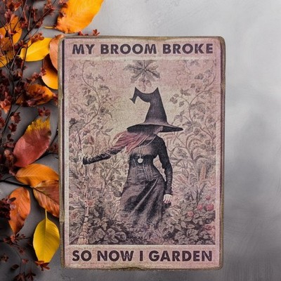 Halloween ''My Broom Broke'' Decorative Wooden Block Shelf Sitter Ron Edelheiser