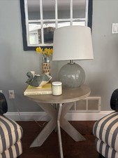 Glass Globe Table Lamp With Shade Coastal Modern Farmhouse Bedside Table