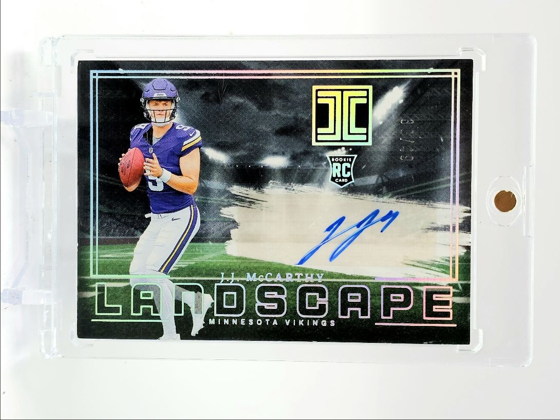 J.J. MCCARTHY 2024 IMPECCABLE ROOKIE LANDSCAPE SILVER RC AUTO /49 Q5997
