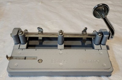 Bates Hummer Heavy Duty Large 3 Three Hole Punch Adjustable Spacing - Vintage
