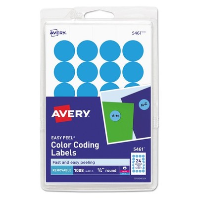 Avery  Printable Removable Color-Coding Labels, 3/4 dia, Light Blue, 1008/Pack