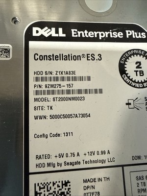 Storage hdd DELL Enterprise Plus Seagate Constellation  ES.3 ST2000NM0023 