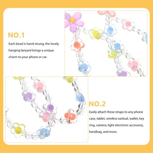 2pcs Phone Charms Kawaii Beaded Lanyards Phone Straps Flower Phone Hanging - 第 3/12 張圖片