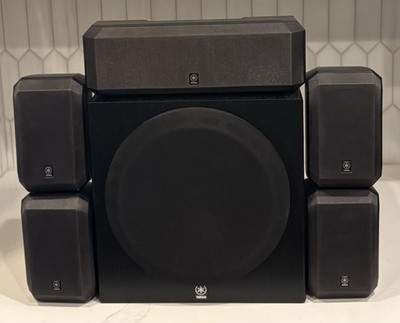 Yamaha YST-SW012 8'' Powered Subwoofer, 1 NS-AP2600C(BL), 4 NS-(BL) See Video  