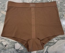 NEW Victoria Secret PINK High Waist Shortie Boyshort RIBBED Soft Cappuccino XL