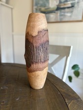 Hand Carved Natural Wood Vase 16  Tall