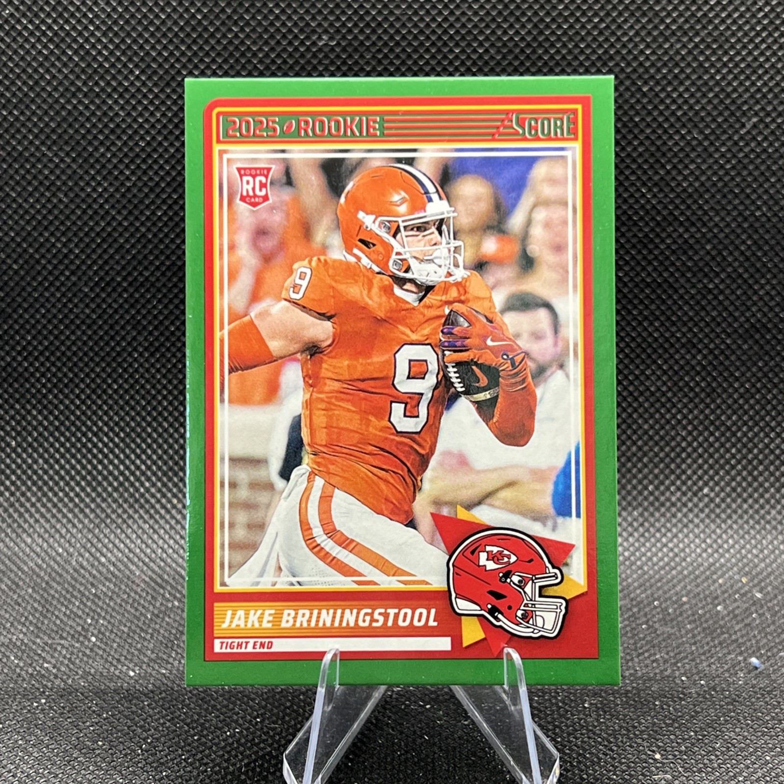 2025 Score Jake Briningstool Green Parallel RC #74 Chiefs