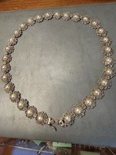Vintage 925 Sterling Silver Cultured Pearl Necklace 16