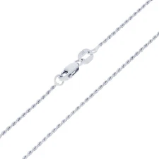 14k White Gold Solid 1mm Diamond Cut Rope Chain Necklace Mens Womens 16"- 24"