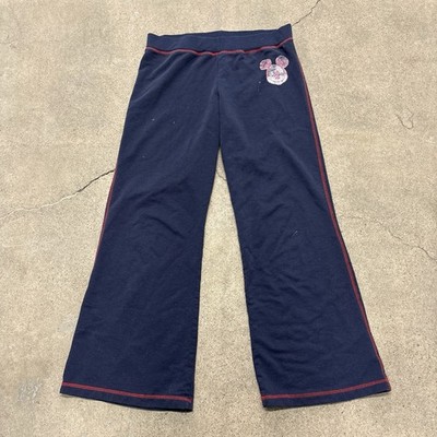 Y2K Disney Low Rise Mickey Mouse Red Hot Navy Blue Boot Cut Flare Sweatpants L