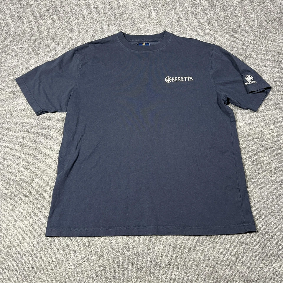 Beretta Shirt Mens XL Navy Cotton Crewneck Short Sleeve Beretta Team Graphic - Image 4 of 4