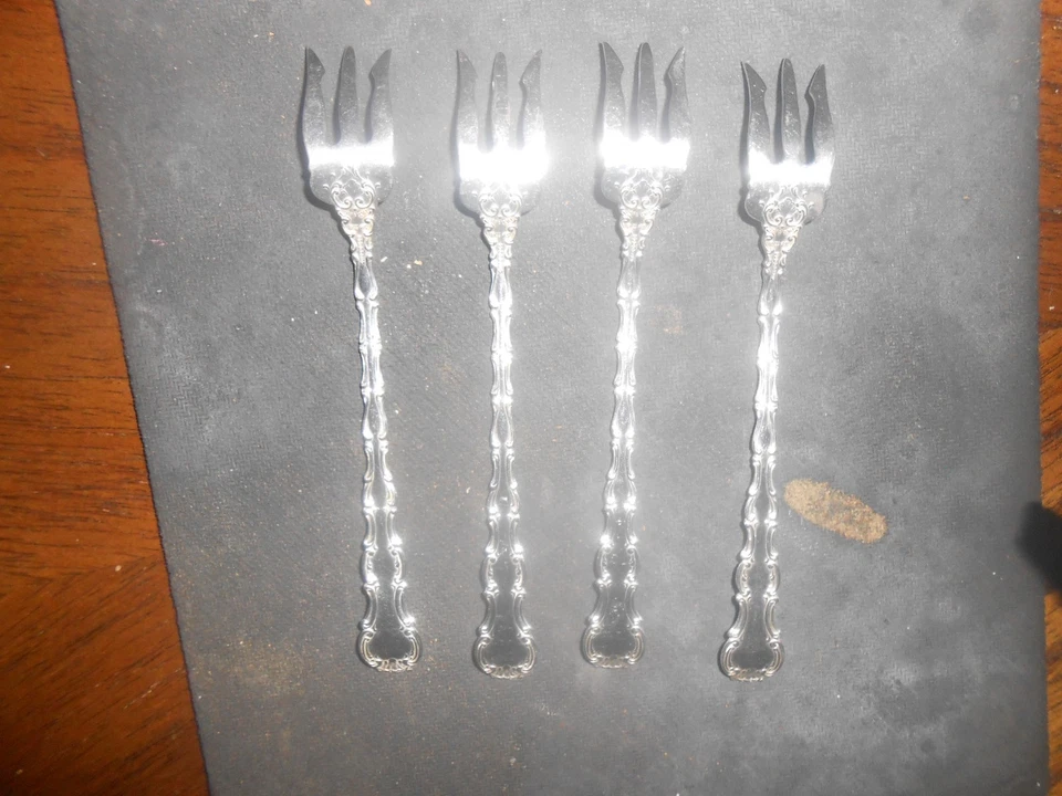 Gorham Sterling Silver Cocktail Forks 5.5" set of 4 Strasbourg - Image 4 of 4