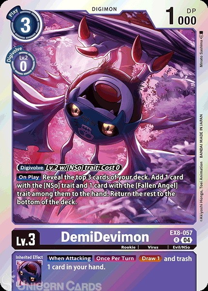 EX8-057 DemiDevimon : Rare Digimon Card : EX08: Chain of Liberation