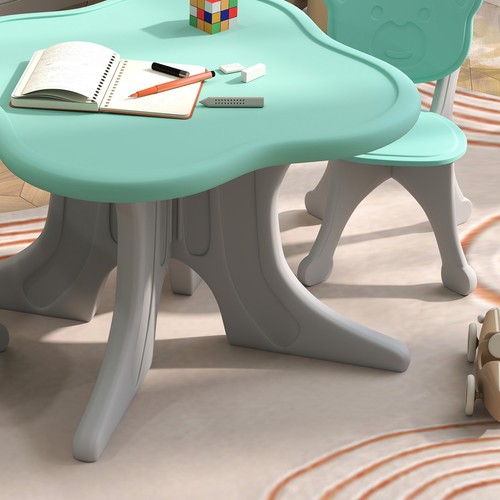 3 Piece Kids Table and Chairs Set for 3-6 Years Old, Light Blue - Picture 11 of 11