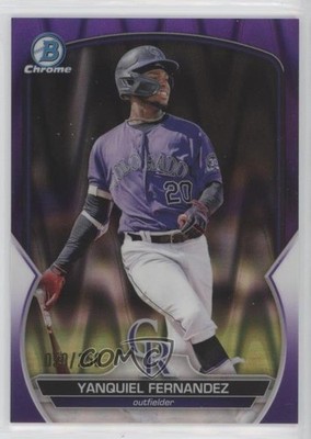 2023 Bowman Chrome Prospects Purple RayWave Refractor Yanquiel Fernandez ni4
