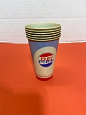 Lot (6) Vintage Pepsi Cola Waxed Paper Cup 8oz Advertising