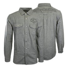 Harley-Davidson Camicia Uomo Grigio Scuro Ombra Manica Lunga Tessuto (S60)