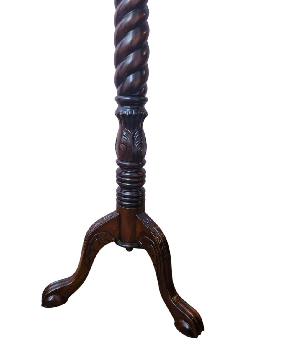 Vintage Solid Mahogany Carved Wood Plant Stand 50” Tall Ball in