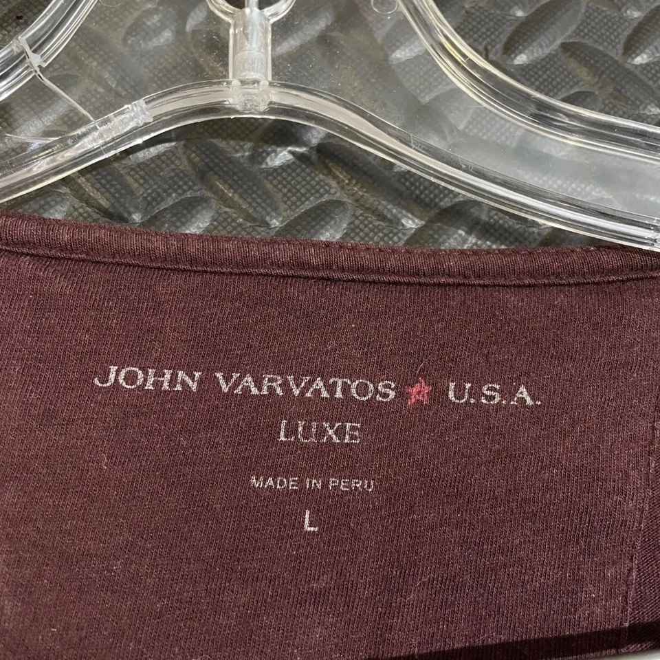 Camisa John Varvatos Star EE. UU. Lujo Granate Henley Manga Larga Para Hombre Talla Grande Foto 2 de 4
