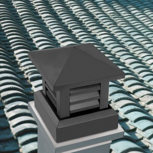 Black Aluminum Alloy 10x10 Inch Chimney Cap - Rain Guard for Flue Safety - Picture 6 of 18