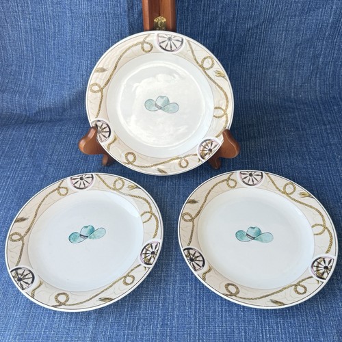 Casual Settings ONEIDA "Rodeo" Salad Plates 7" Dia Cowboy Hat Set of 3 Western