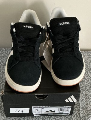 Adidas Kids Grand Court 00s Size 5 NWB JH6178 Black/Cream New