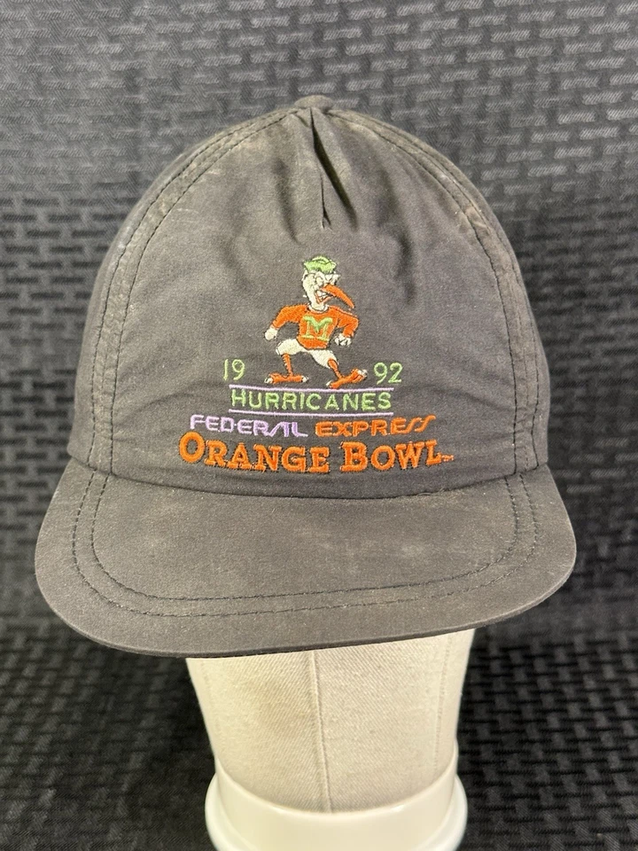 Gorra de béisbol vintage 1992 Fed Ex Orange Bowl Miami Hurricanes hecha en EE. UU. Foto 3 de 4