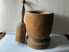 Treen Turned Carved Wood Primitive Antique Vtg Mortar Pestle Apothecary Antique