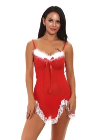 Women Sexy Christmas Lingerie Santa Babydoll Teddy Lace See-Through Nightwear US