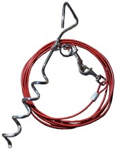 Dog Tie Out Cable  Stake 15 Ft Outdoor Dog Leash for Yard Training Running EUC