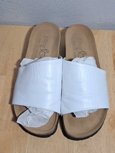 BRAND NEW Bos. & Co. Lux White Nappa Leather Slide On Sandal Sz 37/6 - Picture 3 of 5
