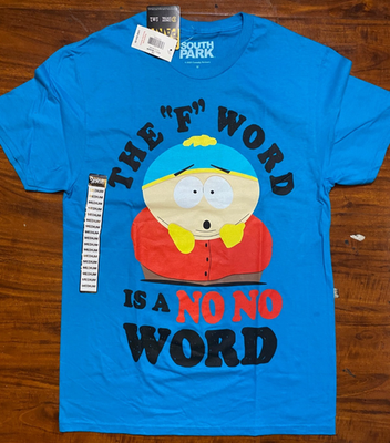 #ad #ad NWT SOUTH PARK Cartman quot;The quot;Fquot; Word is a NO NOquot; Large Print Blue Graphic Tee $12.00