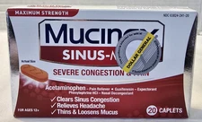 New Mucinex SINUS-Max Severe Congestion & PAIN Caplets 20ct EXP 4/2026-ages 12+
