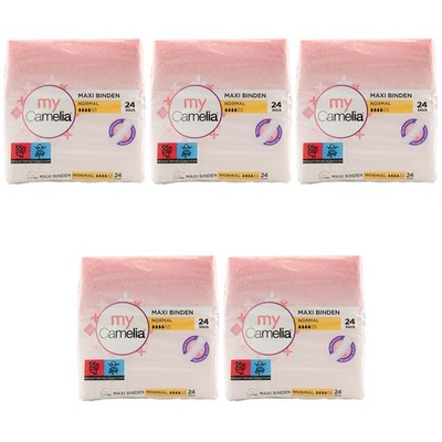 Camelia MAXI BINDEN NORMAL 5 x 24 Stück - Seidenweich - zuverlässiger Schutz -