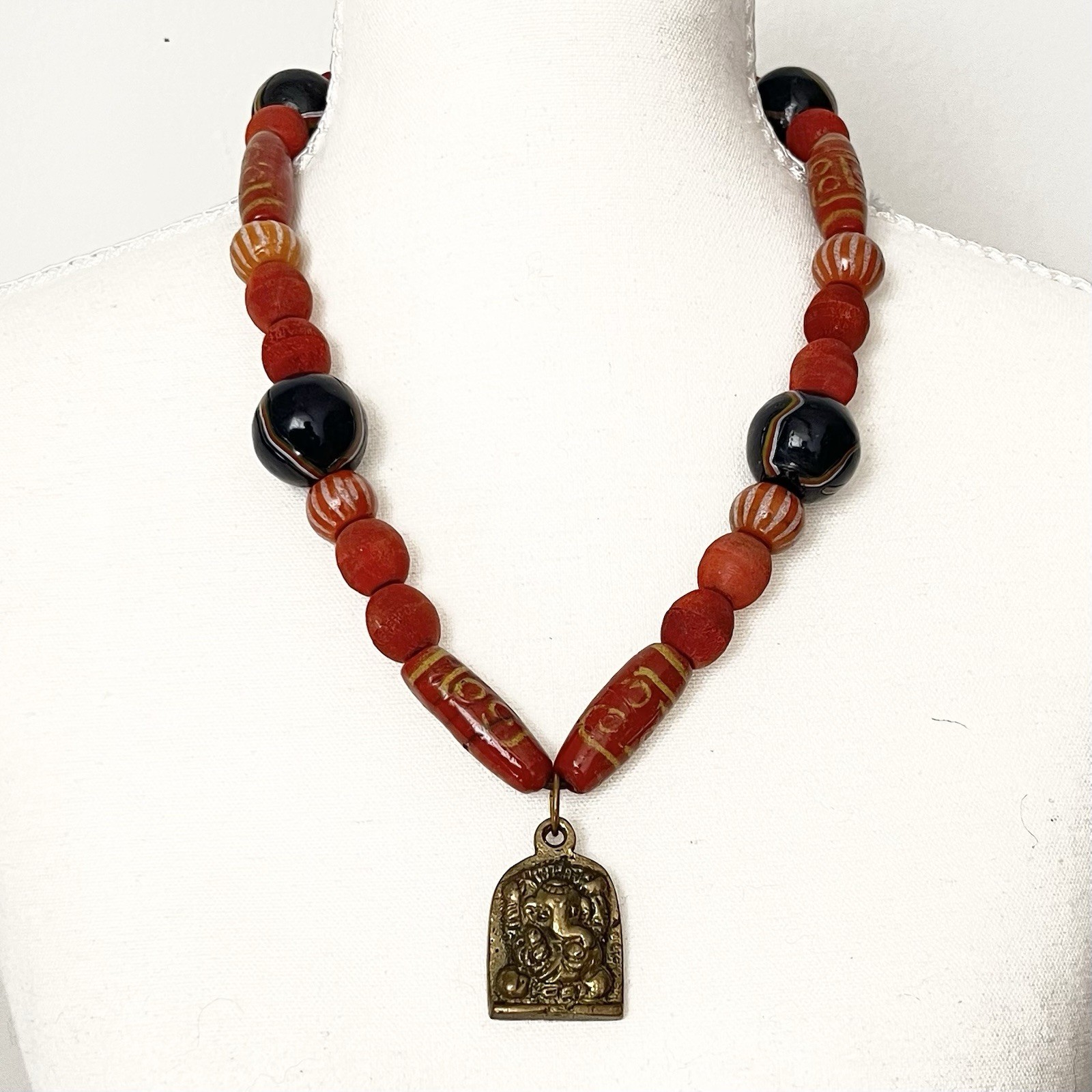 Handcrafted Chunky Ceramic Bead Statement Necklac… - image 1