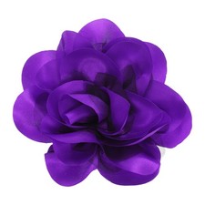 Rose Flower Brooch, 4.3 Inch Handmade Satin Fabric Lapel Pins, Purple